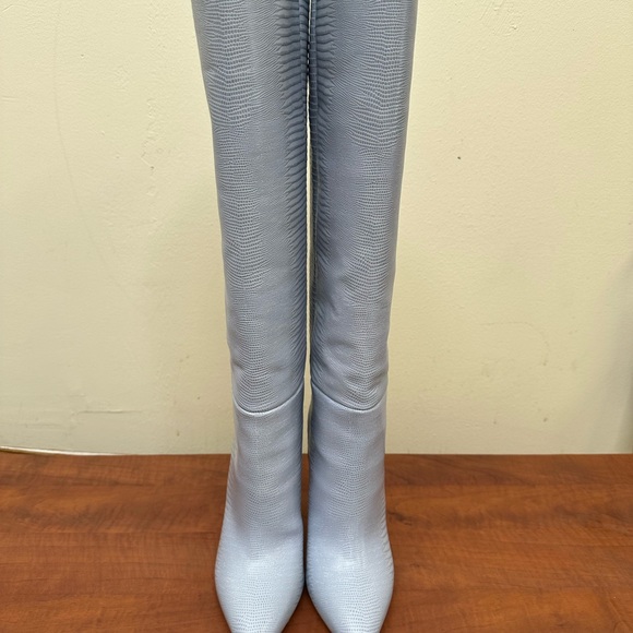 New PARIS TEXAS Snakeskin Effect Leather Boots Denim 38 they run small - Picture 6 of 12